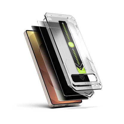 Schutzfolie Privacy Techsuit TitanGlass CrystalHD für Samsung Galaxy S26 Plus S947, gehärtetes Glas, Full Glue, Set mit 2 Stück.