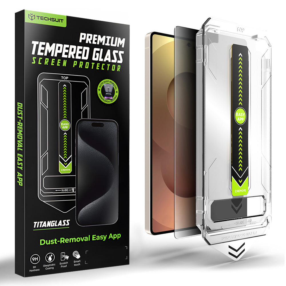 Screen Protector Privacy Techsuit TitanGlass CrystalHD for Samsung Galaxy S26 Ultra, Tempered Glass, Full Glue