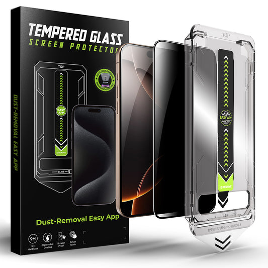 Privacy-Schutzfolie Techsuit TitanGlass für Apple iPhone 15 Pro Max, Sicherheitsglas, Vollkleber