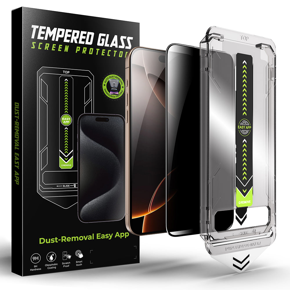 Displayschutzfolie Privacy Techsuit TitanGlass für Apple iPhone 17 / 16 Pro, gehärtetes Glas, Vollverklebung