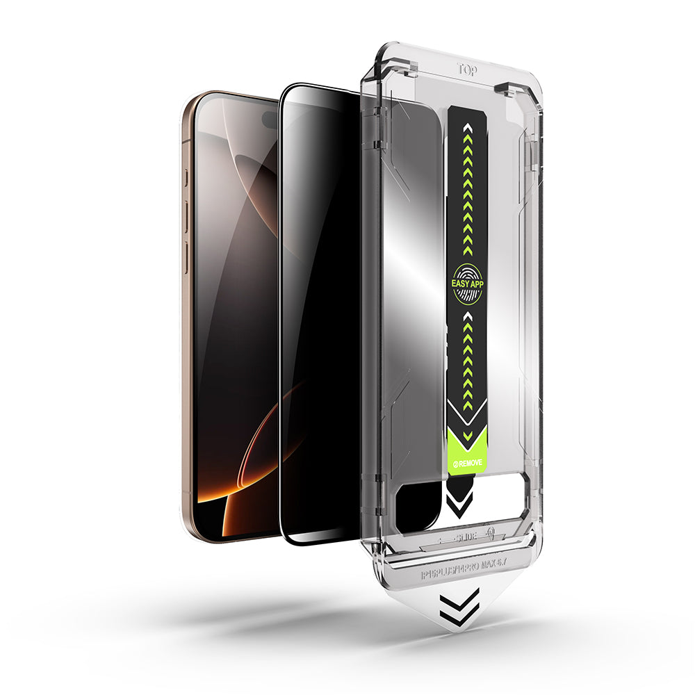 Displayschutzfolie Privacy Techsuit TitanGlass für Apple iPhone 17 / 16 Pro, gehärtetes Glas, Vollverklebung
