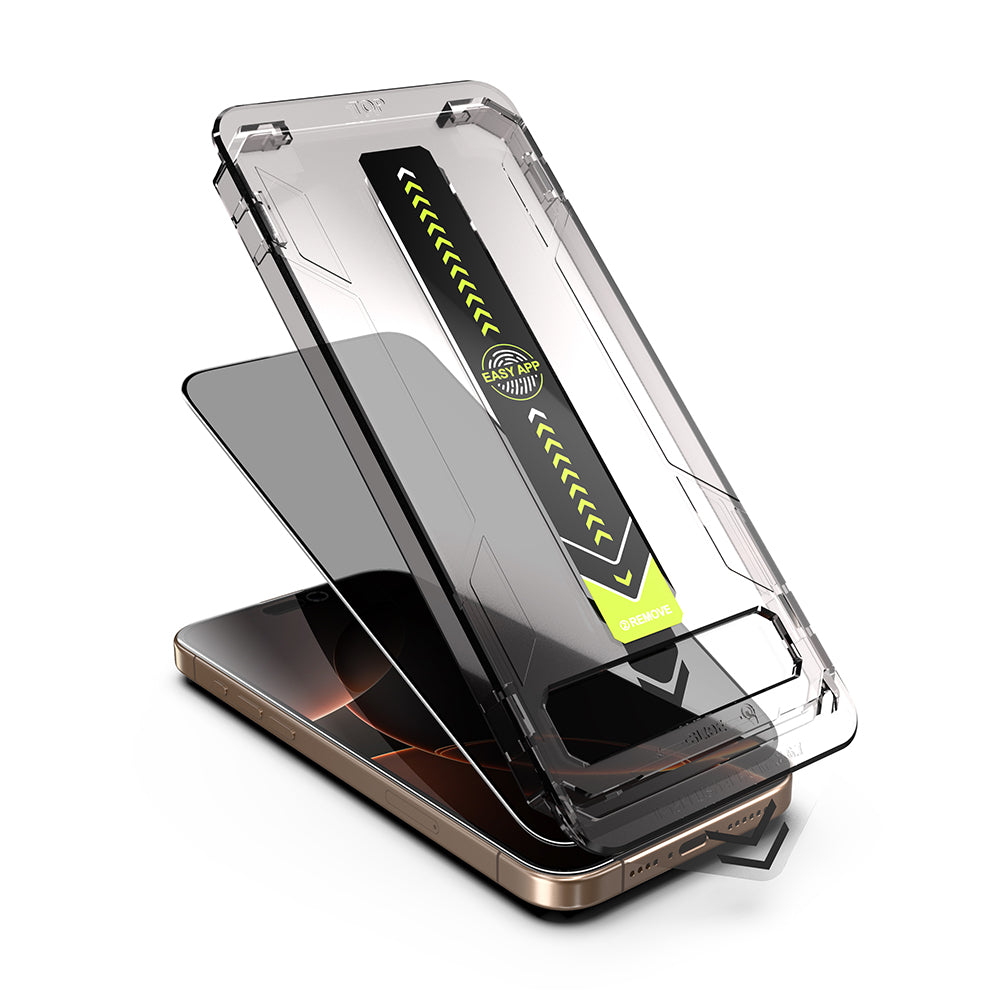 Displayschutzfolie Privacy Techsuit TitanGlass für Apple iPhone 17 / 16 Pro, gehärtetes Glas, Vollverklebung