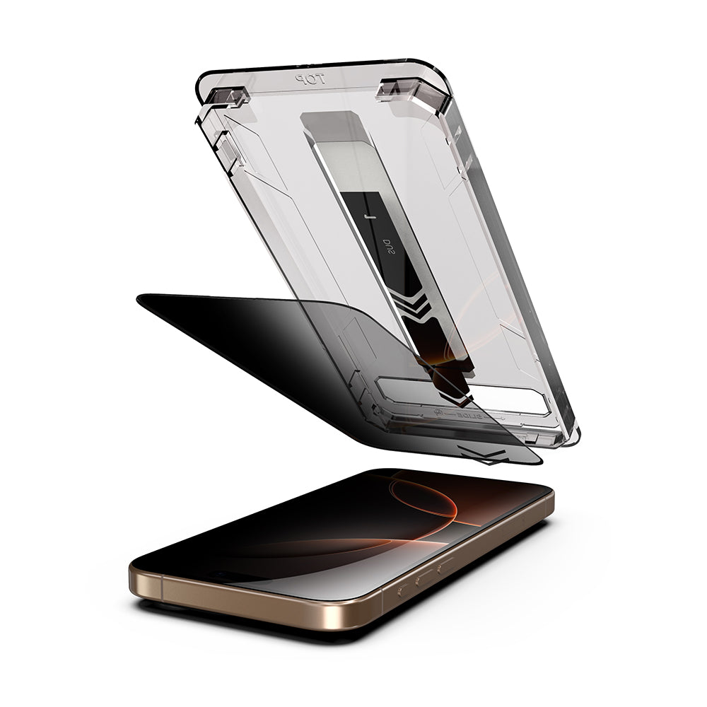 Displayschutzfolie Privacy Techsuit TitanGlass für Apple iPhone 17 / 16 Pro, gehärtetes Glas, Vollverklebung