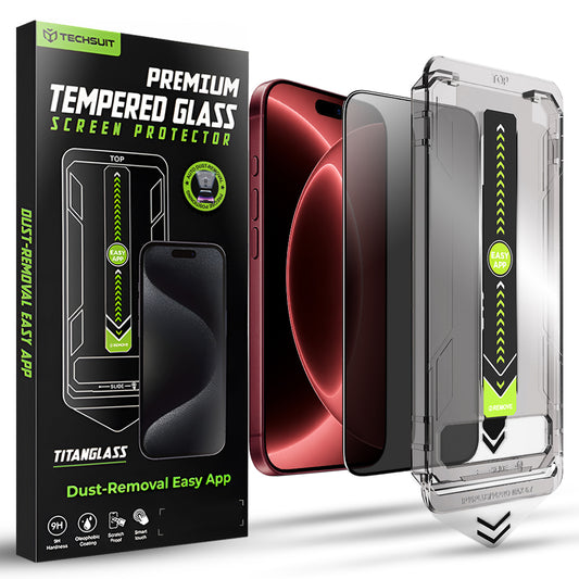 Privacy-Schutzfolie Techsuit TitanGlass für Apple iPhone 18 Pro Max, Sicherheitsglas, Vollkleber