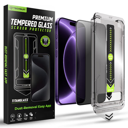 Privacy-Schutzfolie Techsuit TitanGlass für Apple iPhone 18 Pro, Sicherheitsglas, Vollkleber
