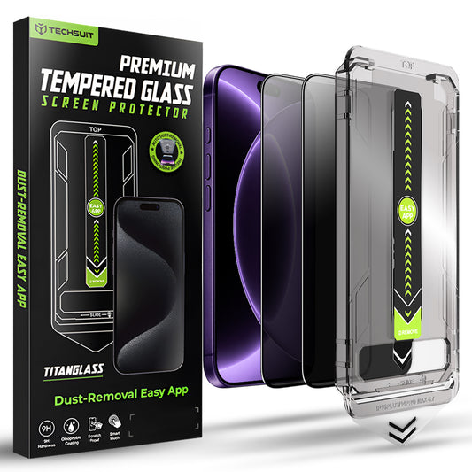 Privacy Techsuit TitanGlass Displayschutzfolie für Apple iPhone 18 Pro, Sicherheitsglas, Vollklebung, 2er-Set