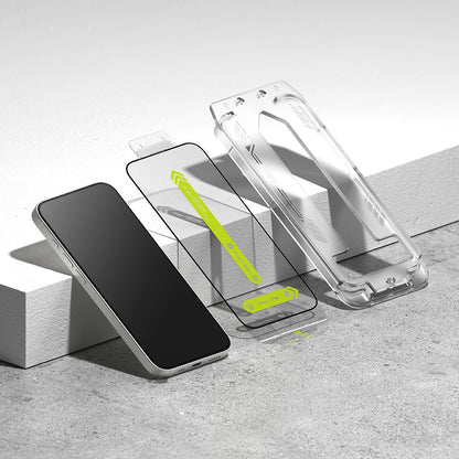 Ringke Easy Slide Displayschutzfolie für Apple iPhone 17e / 16e / 14 / 13 Pro, gehärtetes Glas, Full Glue, 2er Set, Schwarz