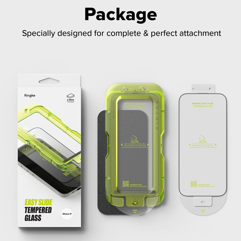 Ringke Easy Slide Displayschutzfolie für Apple iPhone 17 Pro, gehärtetes Glas, Full Glue, 2er Set