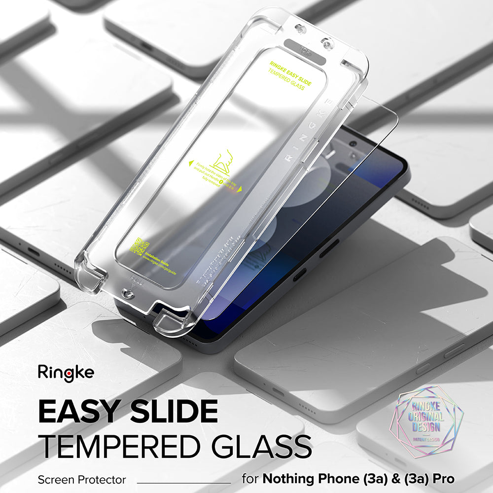 Ringke Easy Slide Displayschutzfolie für Nothing Phone (3a) / Phone (3a) Pro, gehärtetes Glas, Full Glue, 2er-Set