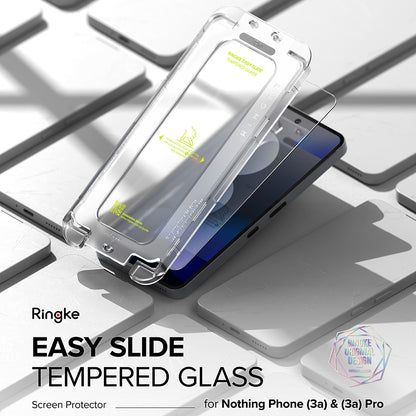 Ringke Easy Slide Displayschutzfolie für Nothing Phone (3a) / Phone (3a) Pro, gehärtetes Glas, Full Glue, 2er-Set