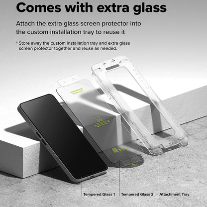 Ringke Easy Slide Displayschutzfolie für Nothing Phone (3a) / Phone (3a) Pro, gehärtetes Glas, Full Glue, 2er-Set
