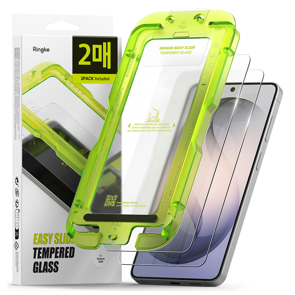 Ringke Easy Slide Screen Protector for Samsung Galaxy S26 S942, Tempered Glass, Full Glue, Set of 2 Pieces