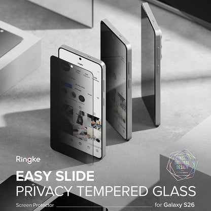 Displayschutzfolie Ringke Easy Slide für Samsung Galaxy S26, gehärtetes Glas, Vollkleber, Set mit 2 Stück, Schwarz