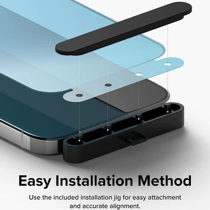 Ringke Displayschutzfolie für Apple iPhone 15 Pro, gehärtetes Glas, Full Glue, Schwarz