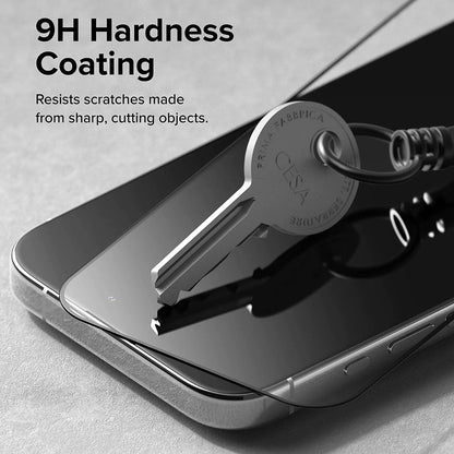 Ringke Displayschutzfolie für Apple iPhone 15 Pro, gehärtetes Glas, Full Glue, Schwarz