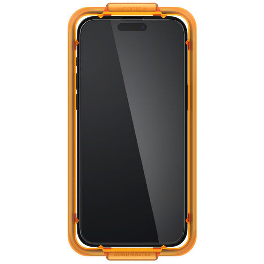 Schutzfolie Spigen GlastR Align Master für Apple iPhone 15 Plus, gehärtetes Glas, Full Glue, Set mit 2 Stück, Schwarz AGL06886