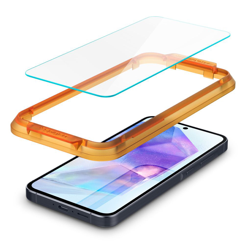 Spigen GlastR Align Master Displayschutzfolie für Samsung Galaxy A55 5G A556, gehärtetes Glas, Full Glue, 2er Set AGL07775
