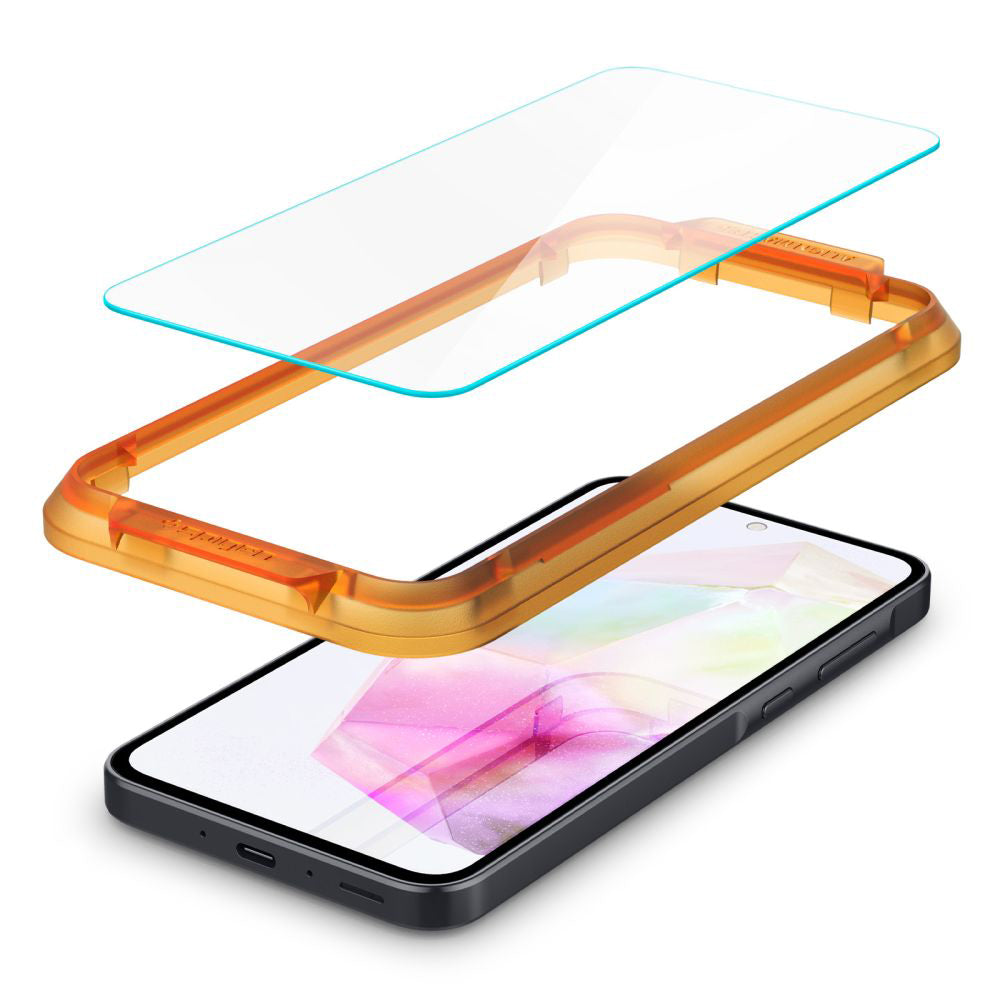 Schutzfolie Spigen GlastR Align Master für Samsung Galaxy M35 / A35 5G A356, gehärtetes Glas, Vollkleber, Set mit 2 Stück AGL07772