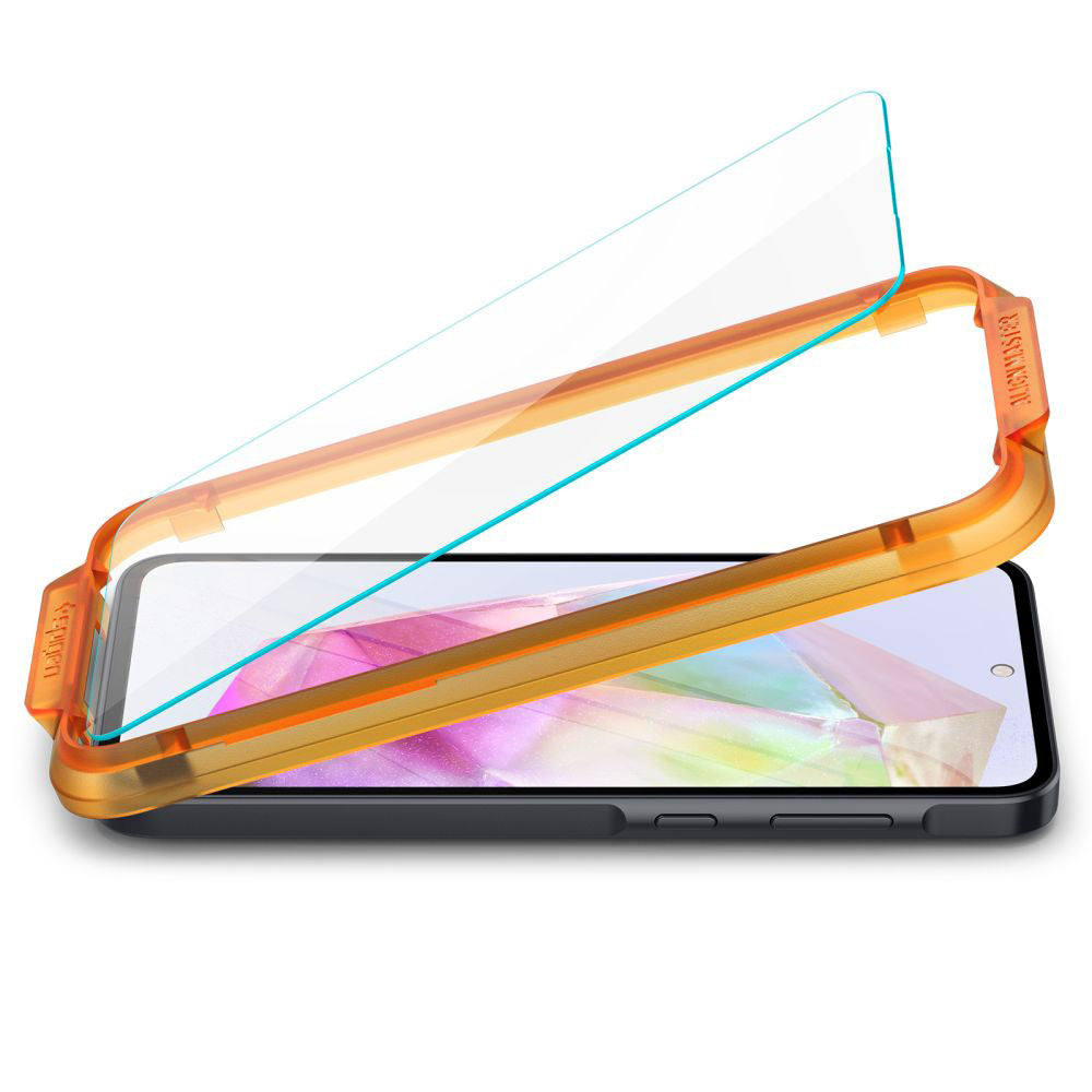 Schutzfolie Spigen GlastR Align Master für Samsung Galaxy M35 / A35 5G A356, gehärtetes Glas, Vollkleber, Set mit 2 Stück AGL07772