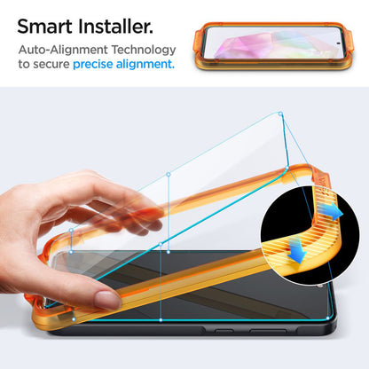 Schutzfolie Spigen GlastR Align Master für Samsung Galaxy M35 / A35 5G A356, gehärtetes Glas, Vollkleber, Set mit 2 Stück AGL07772
