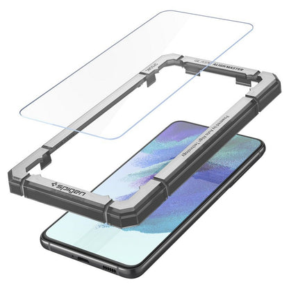 Schutzfolie Spigen GlastR Align Master für Samsung Galaxy S21 FE 5G G990, gehärtetes Glas, Vollkleber, Set mit 2 Stück AGL03088
