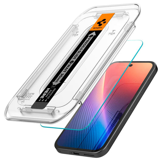 Schutzfolie Spigen GlastR EZ FIT für Google Pixel 9a, gehärtetes Glas, Full Glue, Set 2 Stück AGL08938