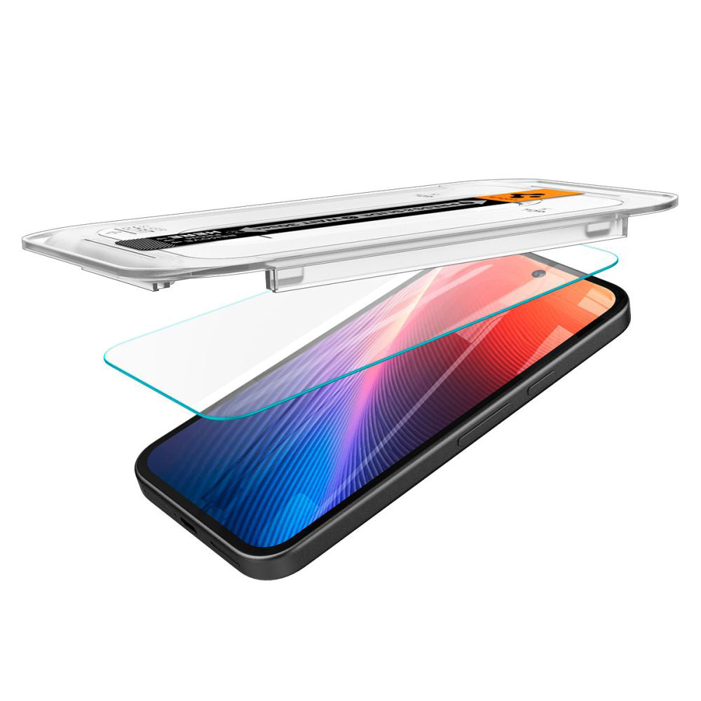 Schutzfolie Spigen GlastR EZ FIT für Google Pixel 9a, gehärtetes Glas, Full Glue, Set 2 Stück AGL08938