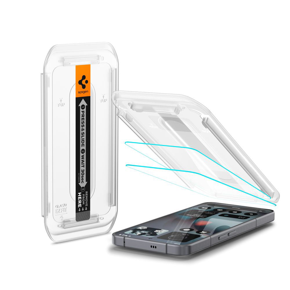 Schutzfolie Spigen GlastR EZ FIT für Nothing Phone (3), gehärtetes Glas, Full Glue, Set mit 2 Stück AGL10165