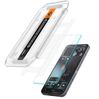 Schutzfolie Spigen GlastR EZ FIT für Nothing Phone (3), gehärtetes Glas, Full Glue, Set mit 2 Stück AGL10165