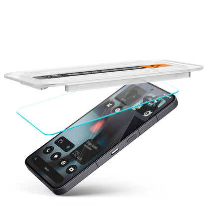 Schutzfolie Spigen GlastR EZ FIT für Nothing Phone (3), gehärtetes Glas, Full Glue, Set mit 2 Stück AGL10165