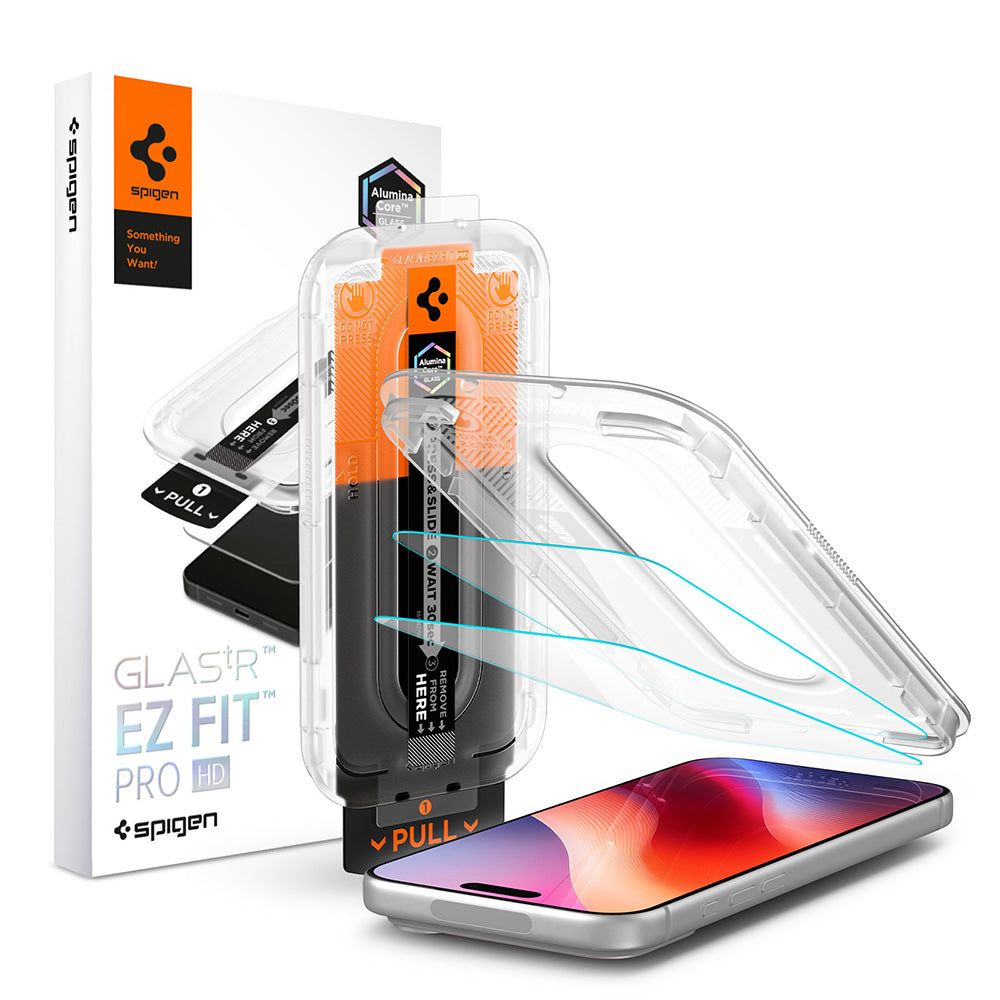 Spigen GlastR EZ FIT Pro HD Displayschutzfolie für Apple iPhone 18 Pro Max / 17 Pro Max / 16 Pro Max, gehärtetes Glas, Full Glue, 2er Set AGL12048