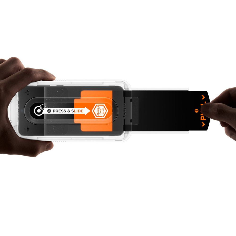 Schutzfolie Spigen GlastR EZ FIT Pro HD für Samsung Galaxy S25 FE, gehärtetes Glas, Vollkleber, Set mit 2 Stück