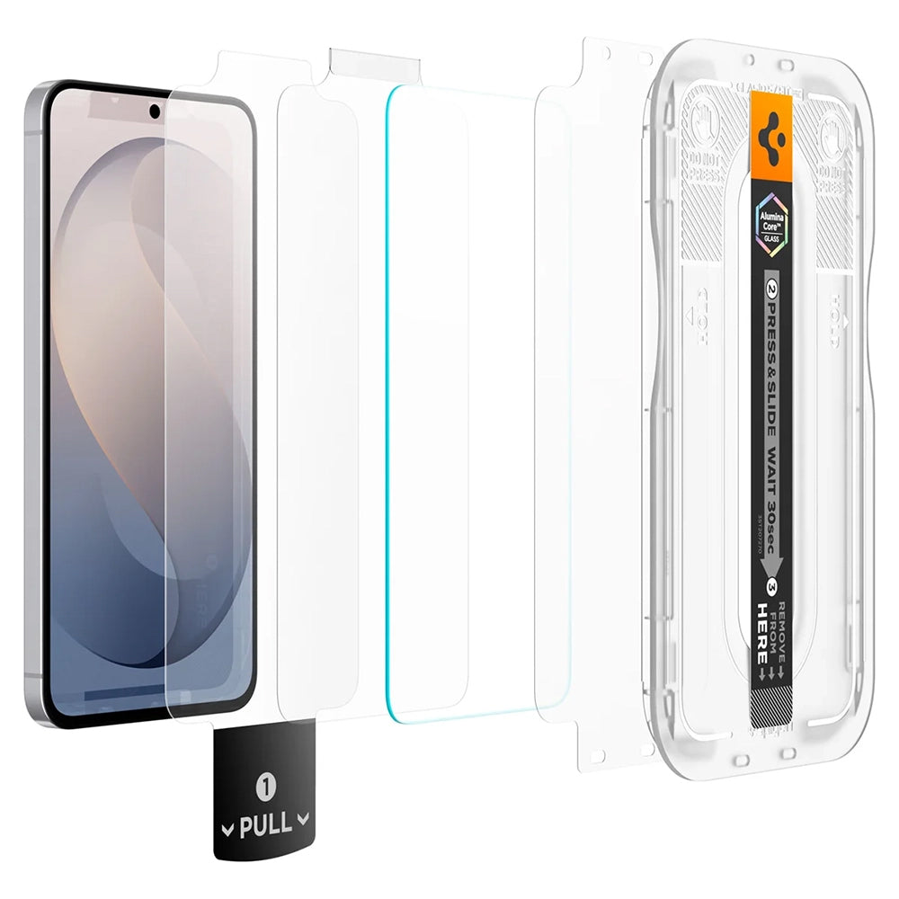 Spigen GlastR EZ FIT Pro HD Displayschutzfolie für Samsung Galaxy S26 FE S741, gehärtetes Glas, Full Glue, 2er-Set AGL11811