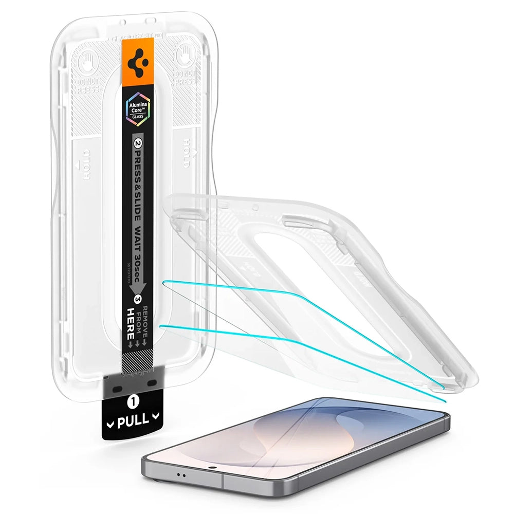 Spigen GlastR EZ FIT Pro HD Displayschutzfolie für Samsung Galaxy S26 FE S741, gehärtetes Glas, Full Glue, 2er-Set AGL11811