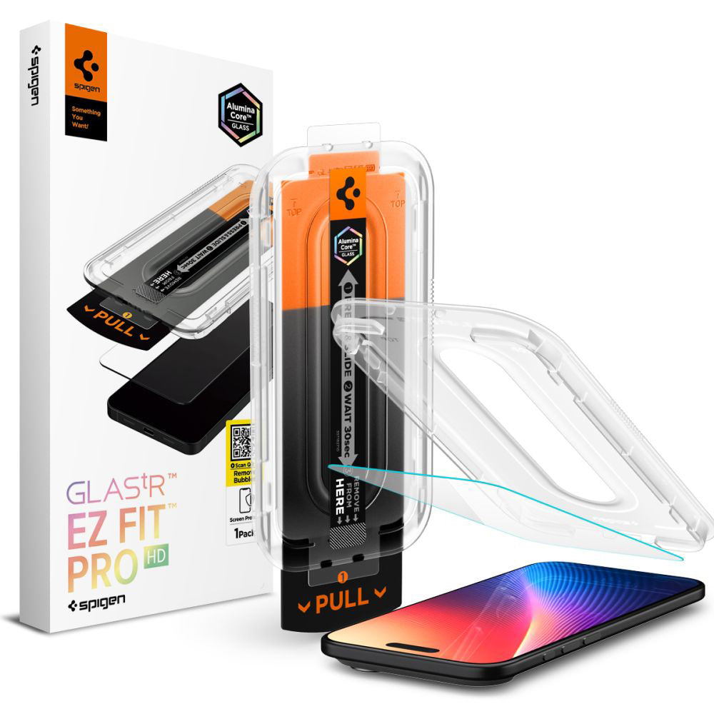 Schutzfolie Spigen GlastR EZ FIT Pro für Apple iPhone 17 Air, gehärtetes Glas, Vollkleber