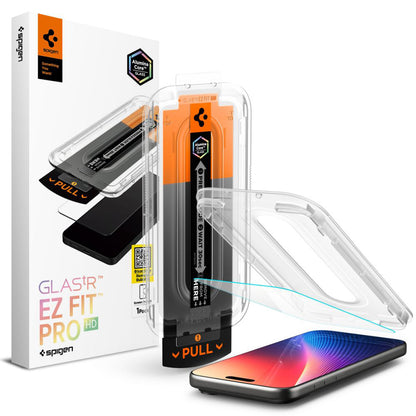 Schutzfolie Spigen GlastR EZ FIT Pro für Apple iPhone 17 Pro Max / 16 Pro Max, gehärtetes Glas, Vollkleber