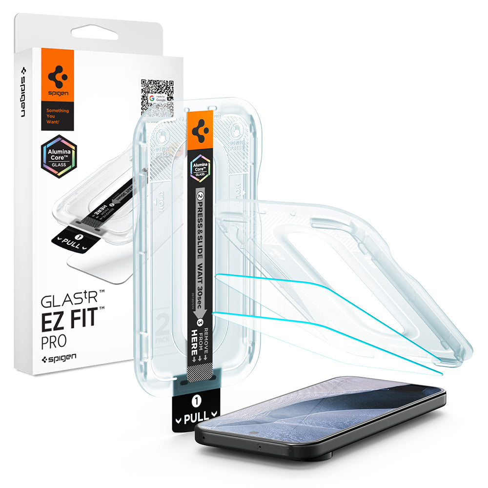 Spigen GlastR EZ FIT Pro Screen Protector for Google Pixel 11 Pro XL, Tempered Glass, Full Glue, Set of 2 pieces AGL11485