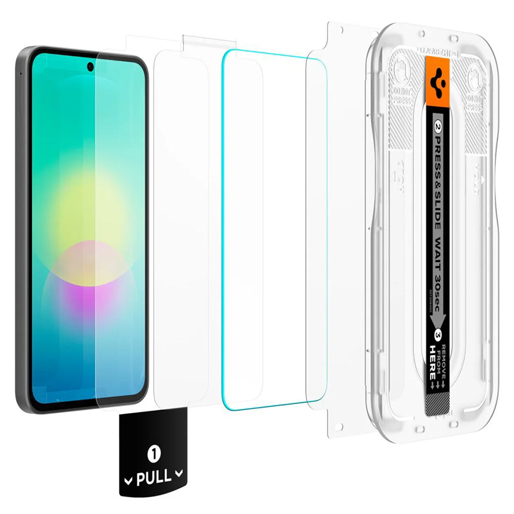 Spigen GlastR EZ FIT Pro Displayschutzfolie für Samsung Galaxy A27 5G, gehärtetes Glas, Full Glue, 2er Set AGL11809