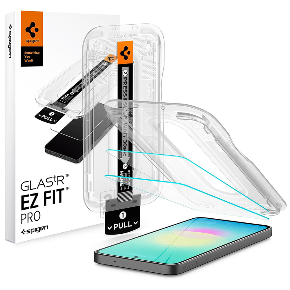 Spigen GlastR EZ FIT Pro Displayschutzfolie für Samsung Galaxy A27 5G, gehärtetes Glas, Full Glue, 2er Set AGL11809