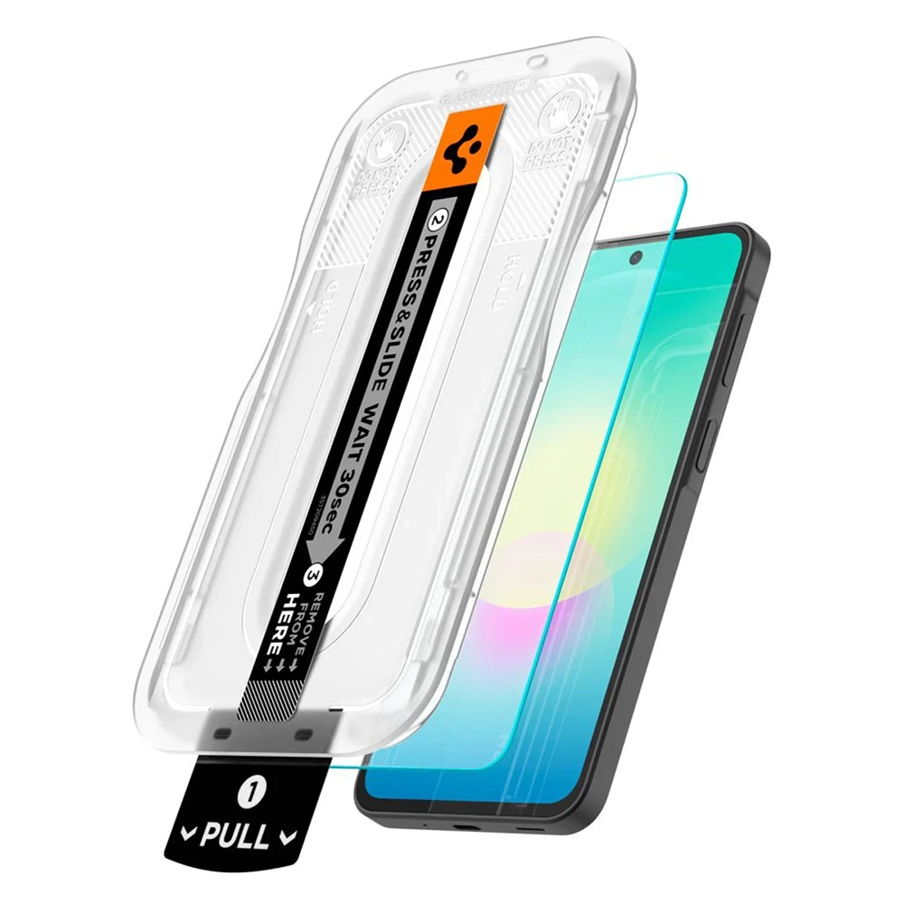 Spigen GlastR EZ FIT Pro Displayschutzfolie für Samsung Galaxy A27 5G, gehärtetes Glas, Full Glue, 2er Set AGL11809