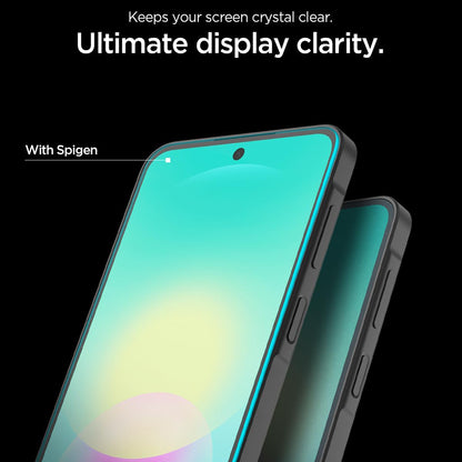 Spigen GlastR EZ FIT Pro Displayschutzfolie für Samsung Galaxy A27 5G, gehärtetes Glas, Full Glue, 2er Set AGL11809