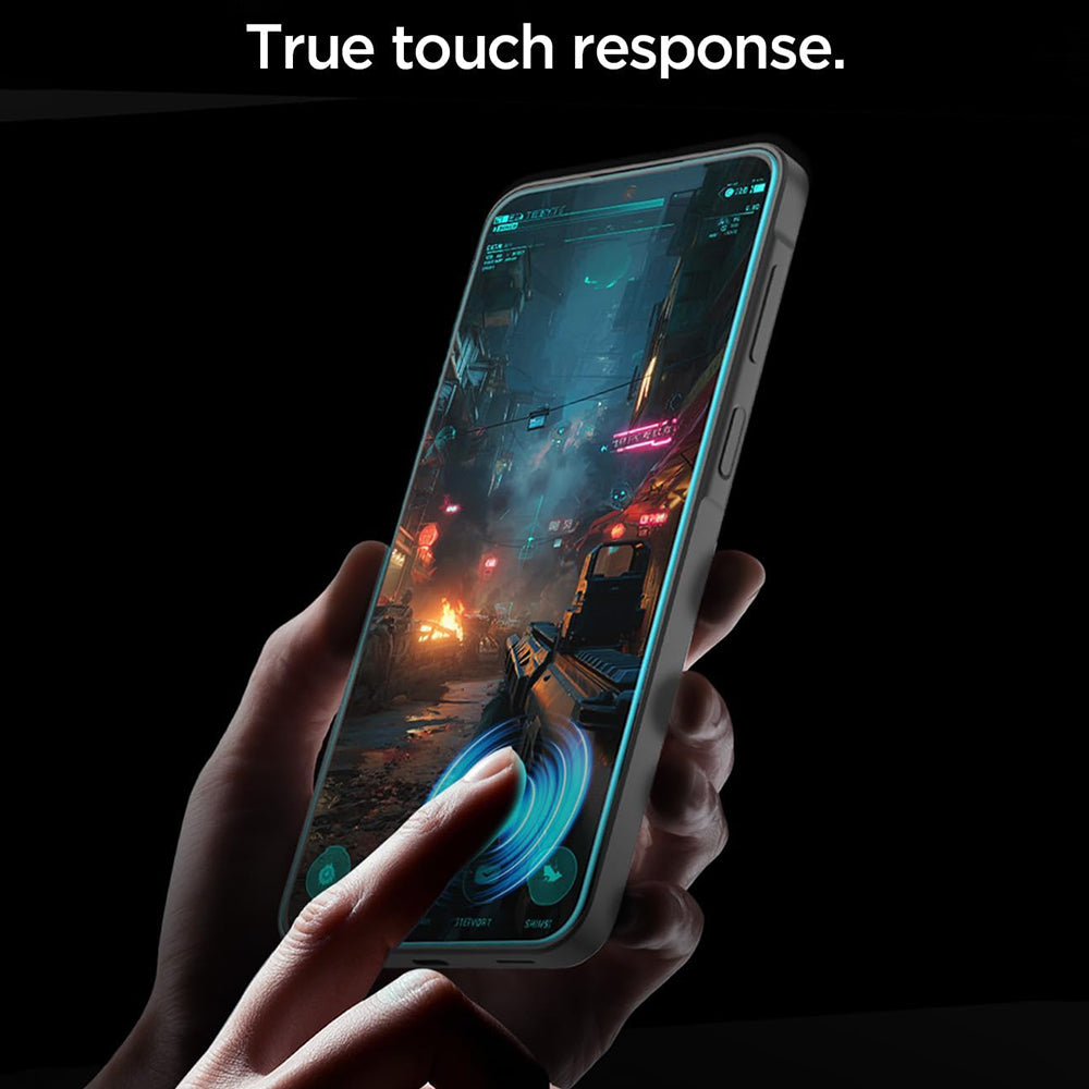 Spigen GlastR EZ FIT Pro Displayschutzfolie für Samsung Galaxy A27 5G, gehärtetes Glas, Full Glue, 2er Set AGL11809