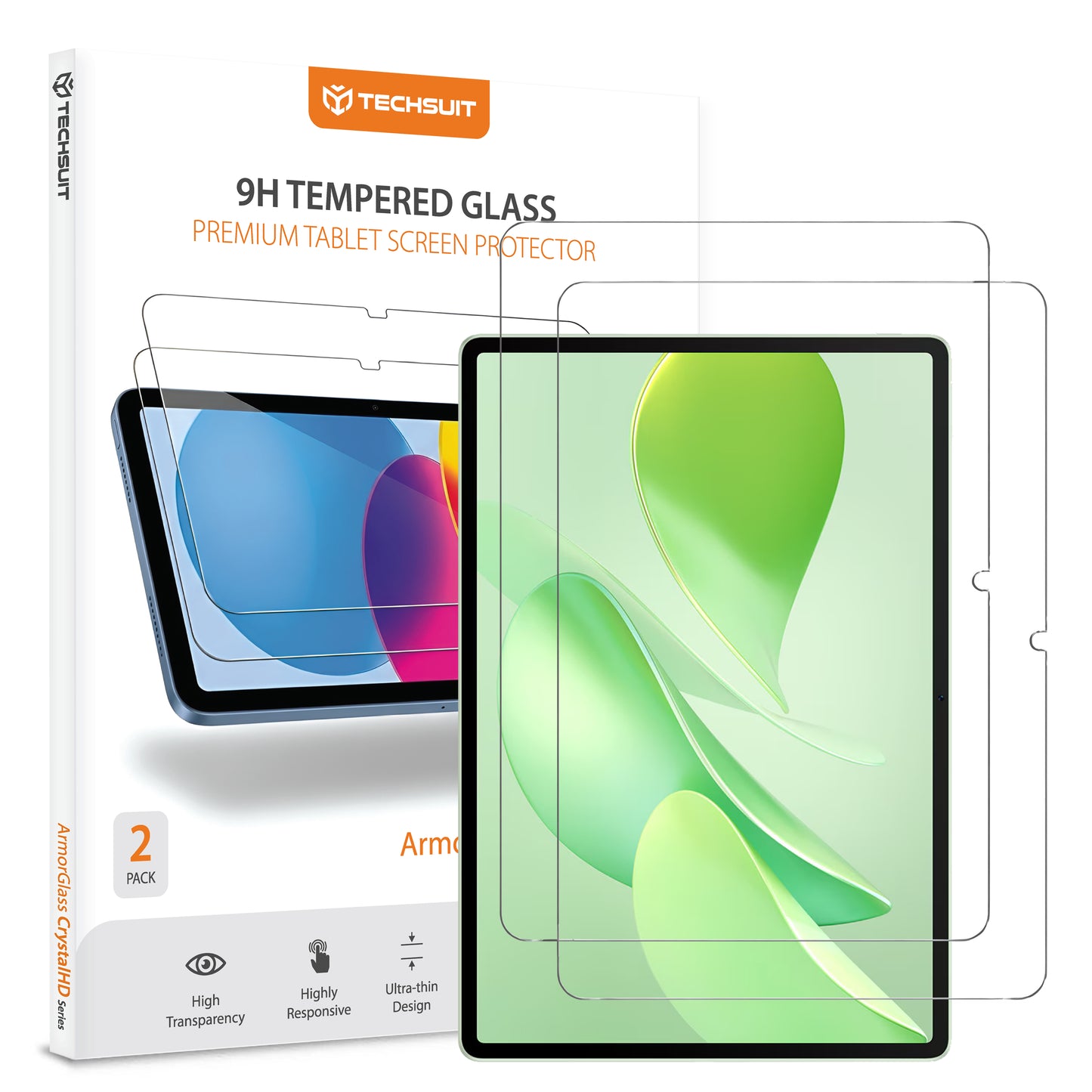 Schutzfolie Techsuit ArmorGlass CrystalHD für Huawei MatePad 12 X (2025), gehärtetes Glas, Full Glue, Set mit 2 Stück