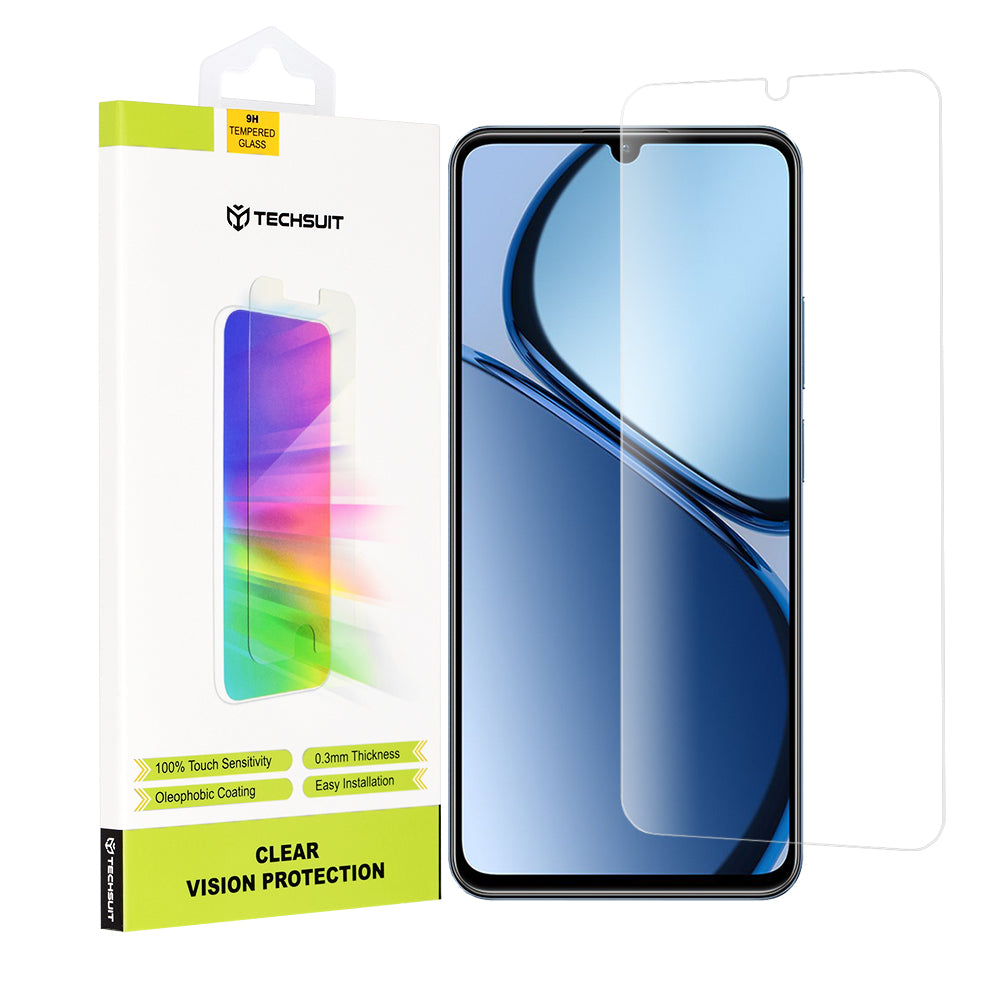 Schutzfolie Techsuit Clear Vision für Realme C63 / C61, Gehärtetes Glas, Vollverklebung, Transparent