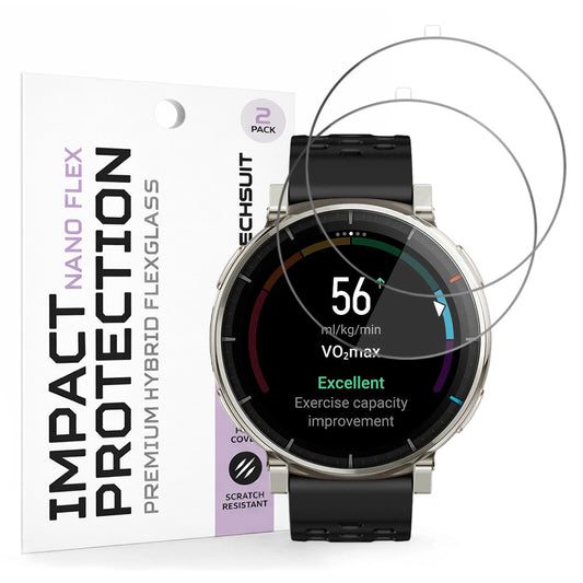 Schutzfolie Techsuit Nano Flex für Amazfit Active 3 Premium, Kunststoff, Set 2 Stück, Schwarz