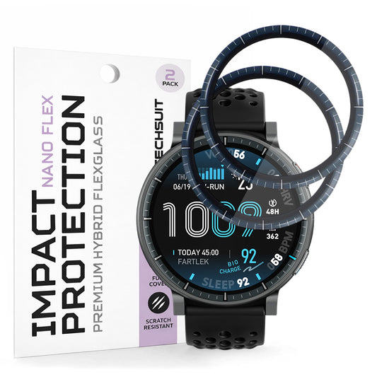 Schutzfolie Techsuit Nano Flex für Amazfit Active Max, Kunststoff, Set 2 Stück, Schwarz
