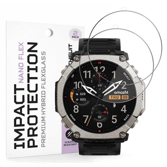 Schutzfolie Techsuit Nano Flex für Amazfit T-Rex Ultra 2, Kunststoff, Set 2 Stück, Schwarz