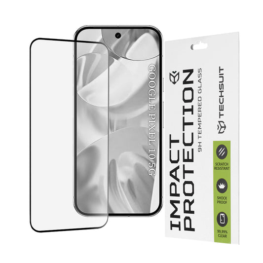 Techsuit Displayschutzfolie für Google Pixel 10, gehärtetes Glas, Full Glue, 111D, Schwarz