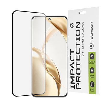 Techsuit Displayschutzfolie für Honor 200, gehärtetes Glas, Full Glue, 111D, Schwarz