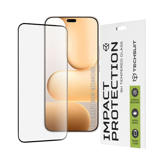 Schutzfolie Techsuit für Honor 600 Lite, gehärtetes Glas, Full Glue, 111D, Schwarz